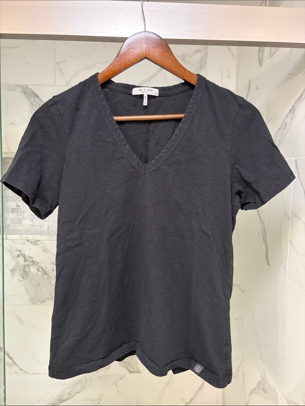 rag & bone Black V-Neck Short Sleeve Tee